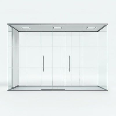 Moderne Trennwand aus Aluminium und Glas mit Schwingtüren