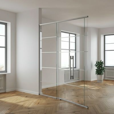 Glasfeste Trennwand mit Aluminiumrahmen mit einer Dicke von 90 mm für Büros
